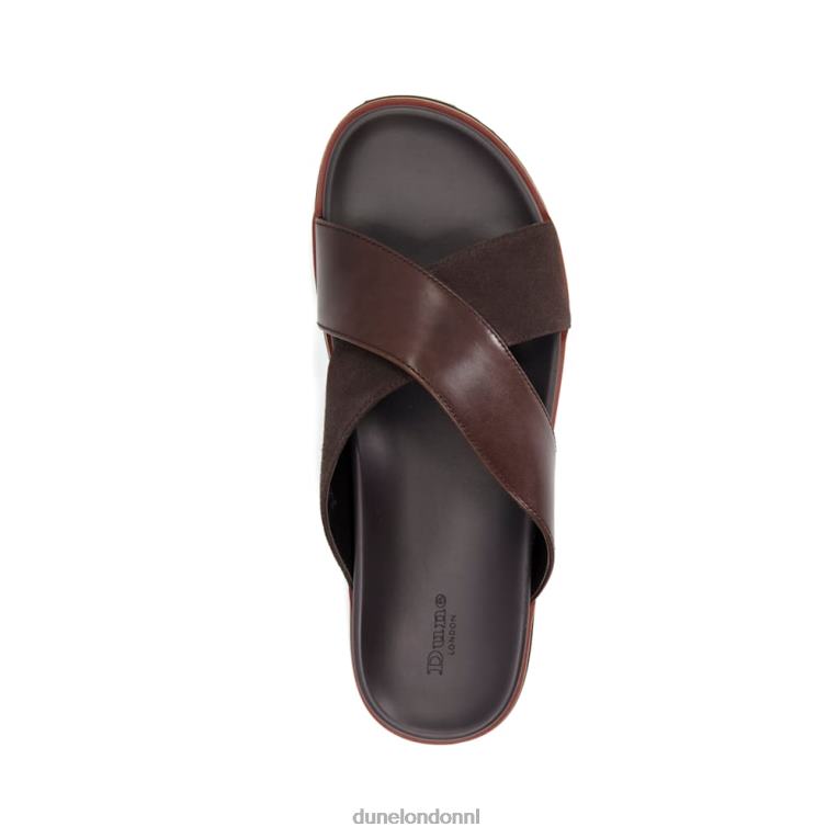 Heren R6DFZ803 itta bruin Dune London Leren sandalen met gekruiste bandjes