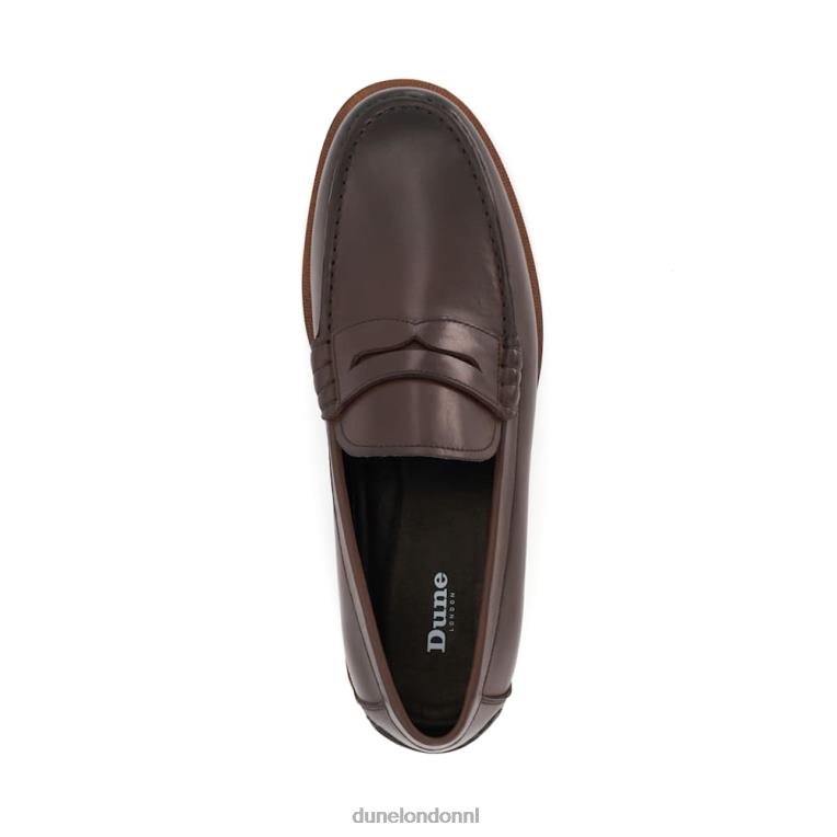Heren R6DFZ689 Samson bruin Dune London leren loafers met penny-versiering