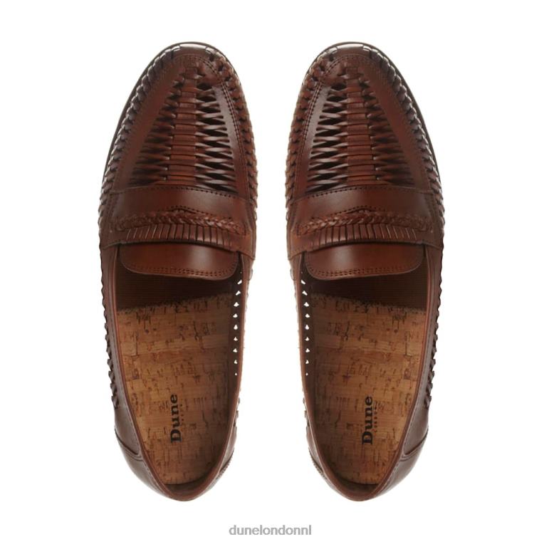 Heren R6DFZ878 Brighton-rots bruinen Dune London geweven lederen loafer