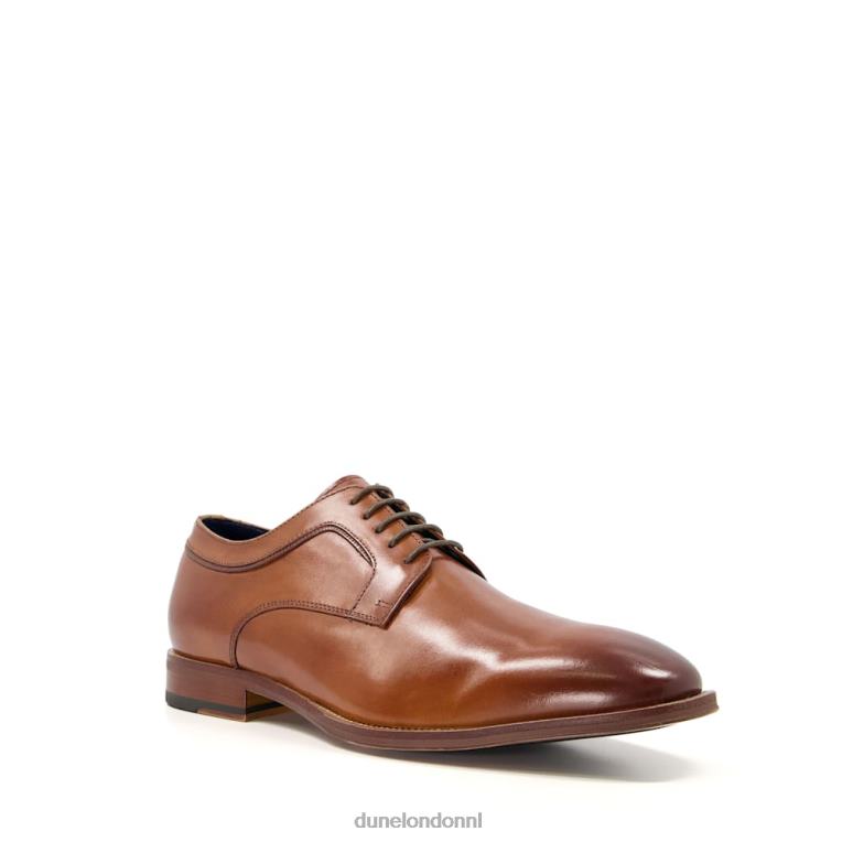Heren R6DFZ807 mussen bruinen Dune London Leren derbyschoenen met brede pasvorm en veters
