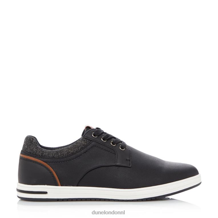 Heren R6DFZ754 reis zwart Dune London Sneakers met getextureerde veters