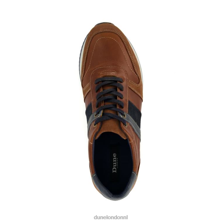 Heren R6DFZ884 tibbijn bruinen Dune London Runner-sneakers van leer en suède met streepdetail