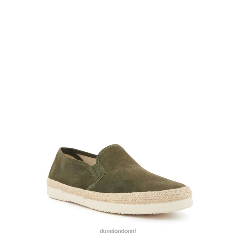 Heren R6DFZ802 val khaki Dune London casual schoenen van suède met geweven details