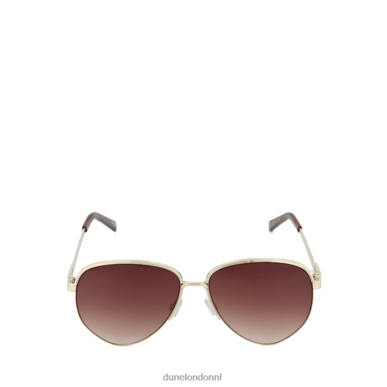vrouwen R6DFZ162 zwaartekrachten goud Dune London Ovale zonnebril met schildpadafwerking