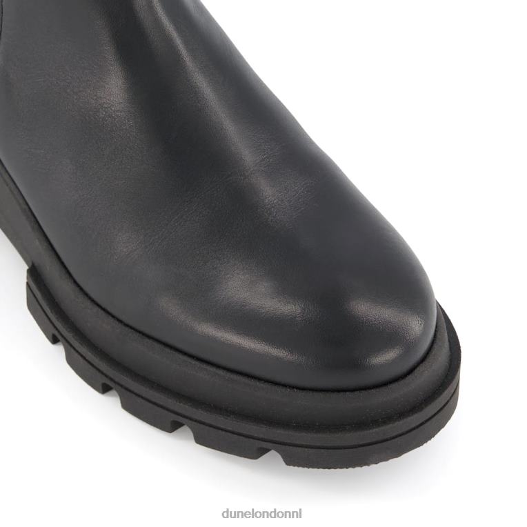 vrouwen R6DFZ378 bewezen zwart Dune London leren chelsea boots met dikke zool