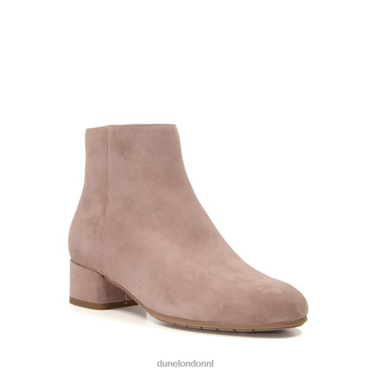 vrouwen R6DFZ495 pippie taupe Dune London Suède enkellaarsjes met lage hak