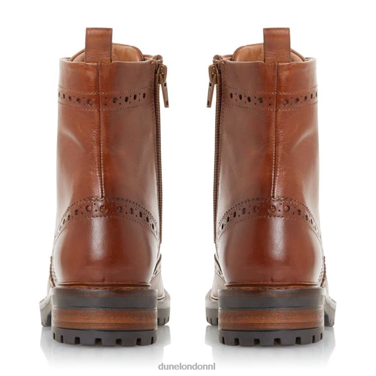 vrouwen R6DFZ663 puur bruinen Dune London Enkellaarzen met vetersluiting en broguedetail