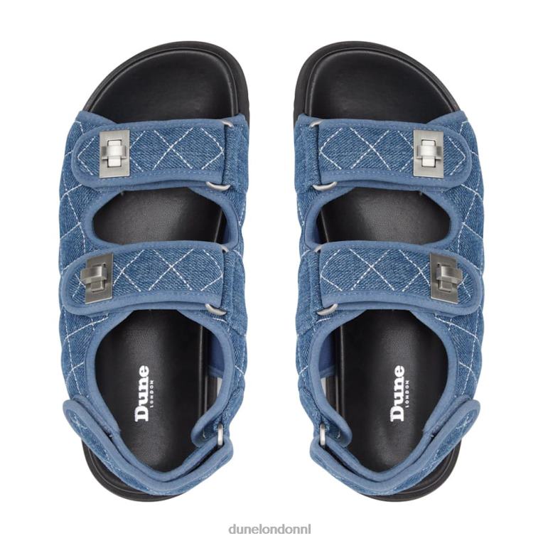 vrouwen R6DFZ416 lockstockk blauw Dune London Platte sandalen met dubbele band en draaisluiting
