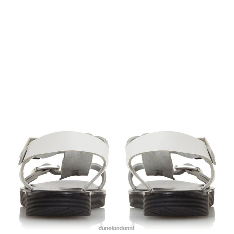 vrouwen R6DFZ421 langlie wit Dune London platte sandalen met dikke gesp