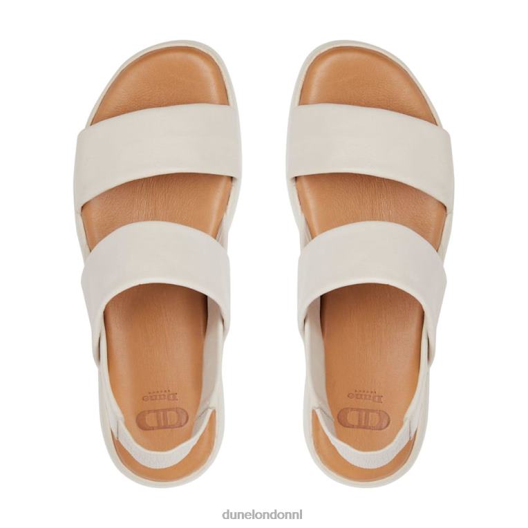 vrouwen R6DFZ438 plaats ecru Dune London gewatteerde platte sandalen