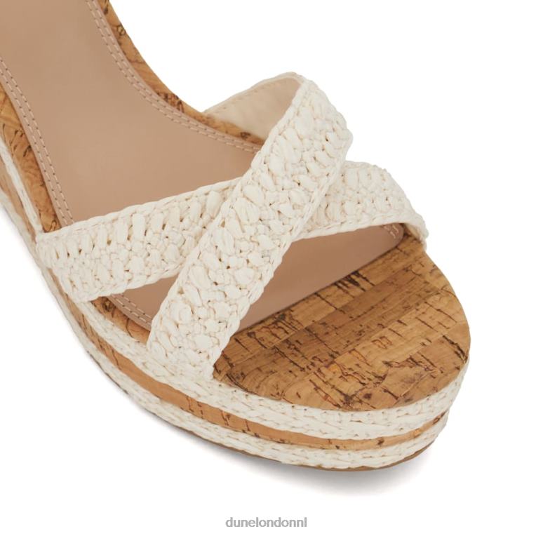 vrouwen R6DFZ452 kelisa wit Dune London Sandalen met gevlochten kurken sleehak en gekruiste bandjes