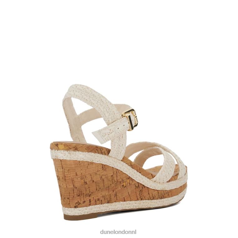 vrouwen R6DFZ452 kelisa wit Dune London Sandalen met gevlochten kurken sleehak en gekruiste bandjes