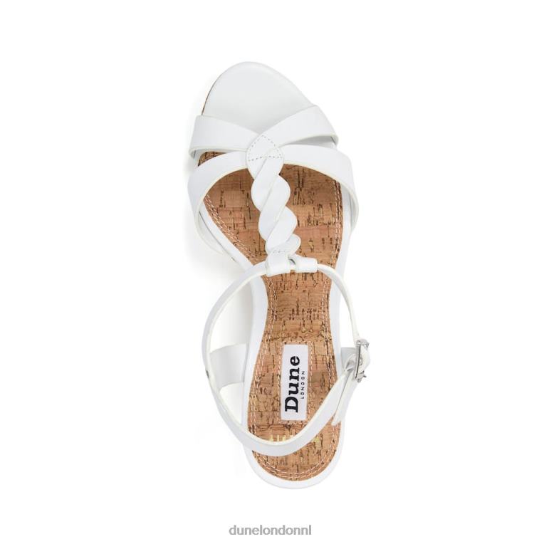 vrouwen R6DFZ474 koala wit Dune London brede pasvorm gevlochten t-bar band kurk wiggen