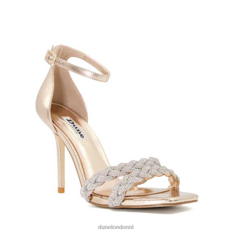 vrouwen R6DFZ550 melodieus rosé goud Dune London Sandalen met hak en metallic diamanten bandjes