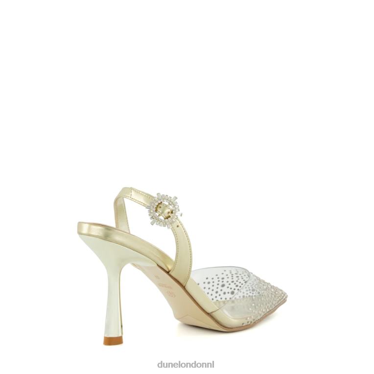 vrouwen R6DFZ465 centraal goud Dune London Pumps met diamanten vinyl slingback