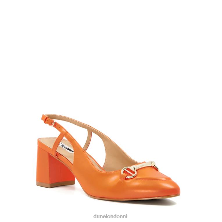 vrouwen R6DFZ492 Cassie oranje Dune London Slingback-courts met blokhak en trensversiering