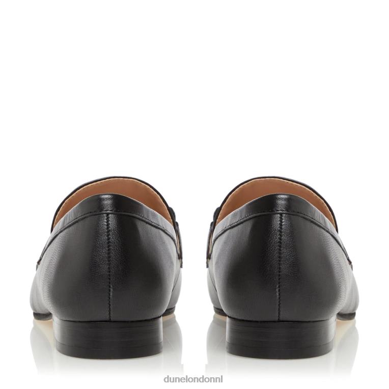 vrouwen R6DFZ620 schuur zwart Dune London leren trensloafers met metalen rand