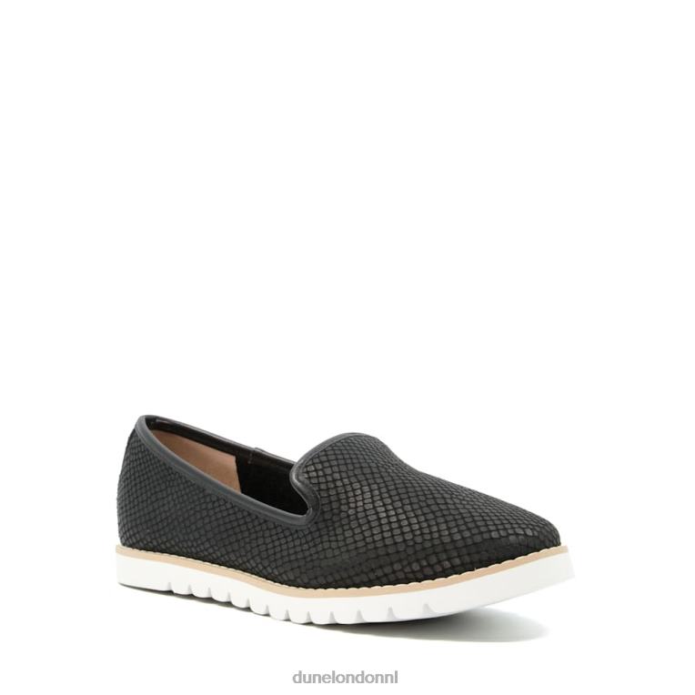 vrouwen R6DFZ624 galjoen zwart Dune London bedrukte sportloafer