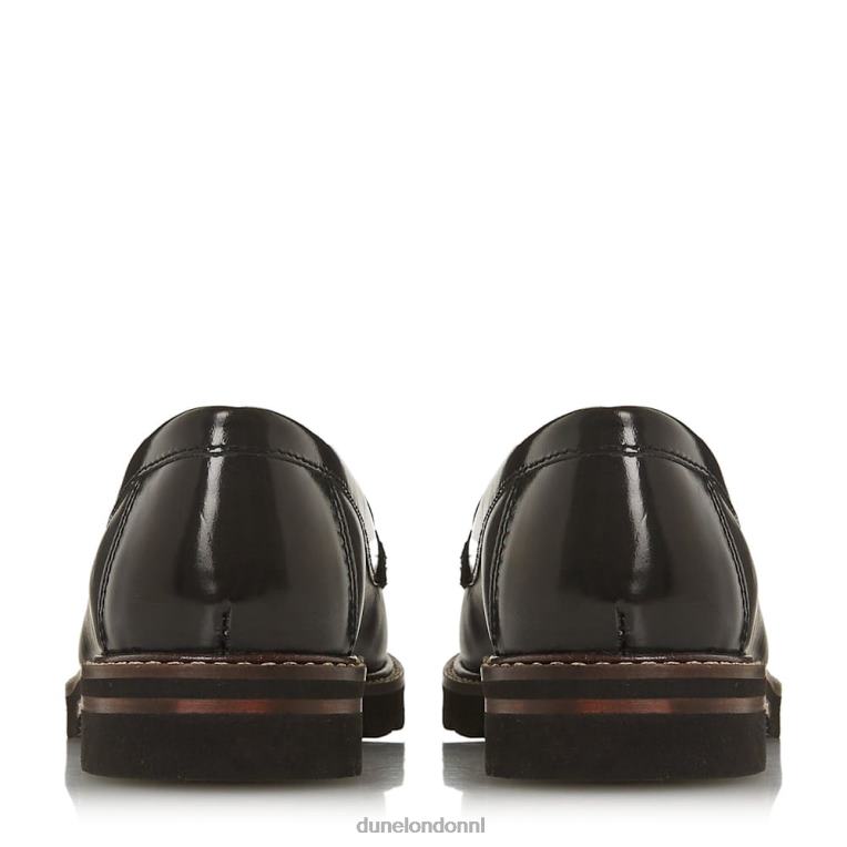 vrouwen R6DFZ660 gennia zwart Dune London Loafer met getextureerde kwastjes