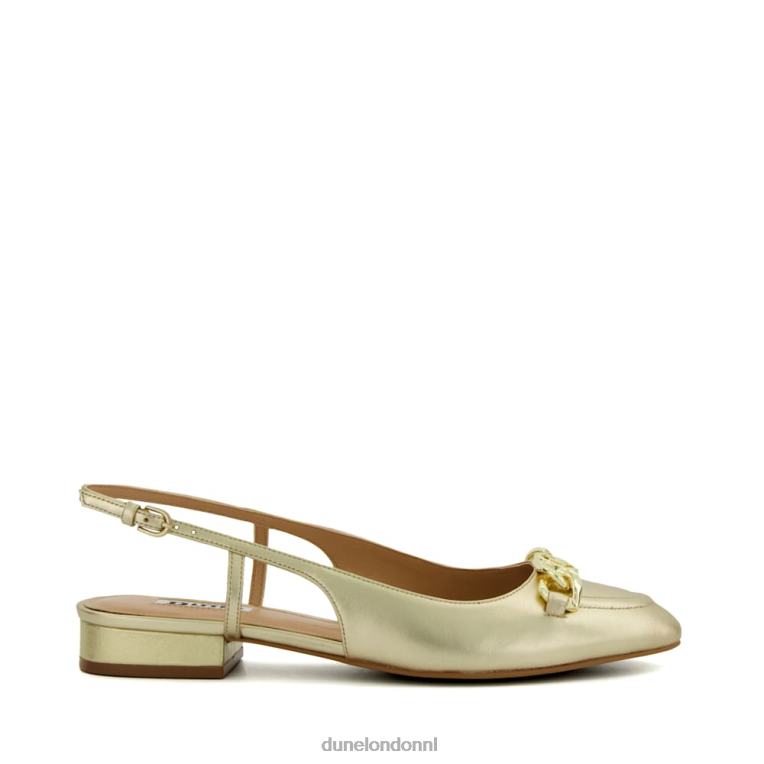 vrouwen R6DFZ60 hipheid goud Dune London Platte slingback pumps met trensversiering