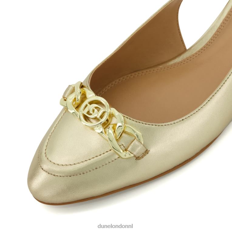 vrouwen R6DFZ60 hipheid goud Dune London Platte slingback pumps met trensversiering