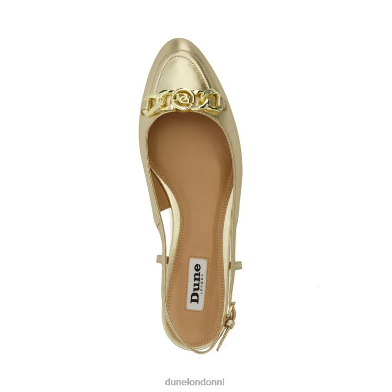 vrouwen R6DFZ60 hipheid goud Dune London Platte slingback pumps met trensversiering