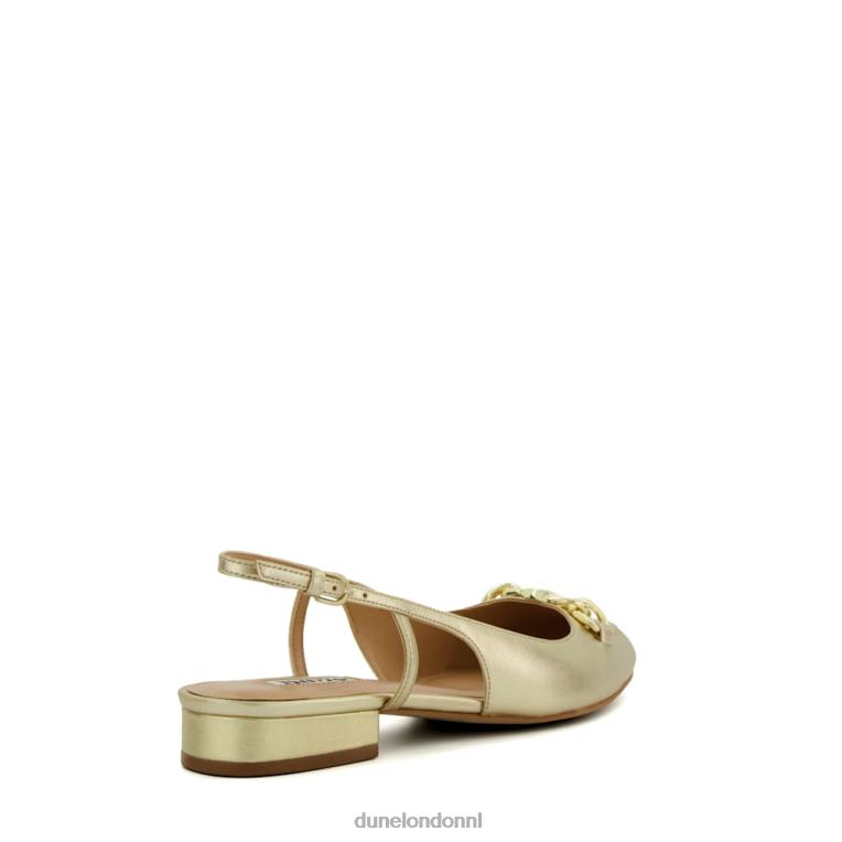 vrouwen R6DFZ60 hipheid goud Dune London Platte slingback pumps met trensversiering
