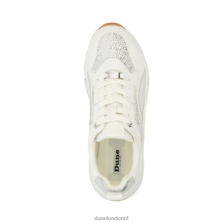 vrouwen R6DFZ221 gretig wit Dune London Dikke runner-sneakers met diamanten en veters